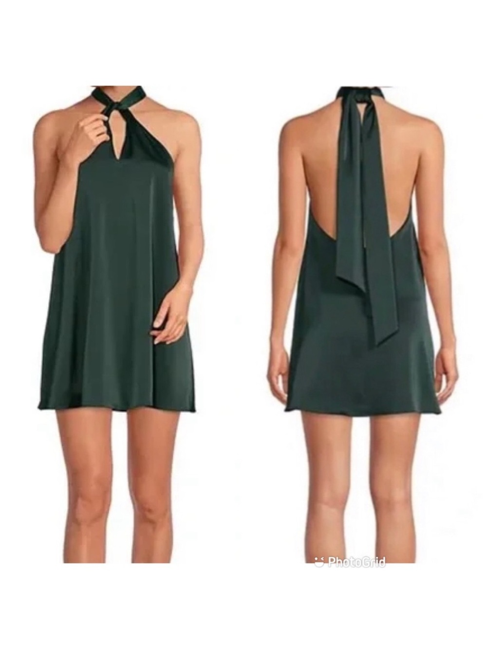 Gianni Bini Dark Green Halter Tie-Back Mini Dress